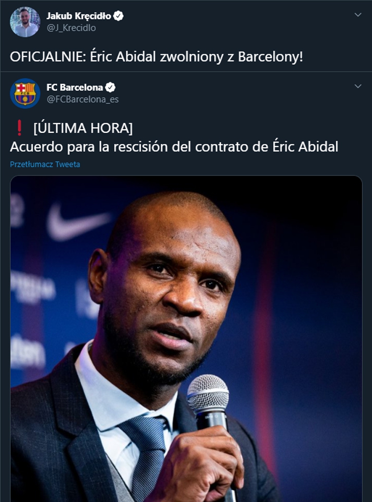 Eric Abidal zwolniony z Barcelony!